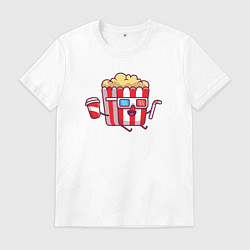 Футболка хлопковая мужская Весёлый попкорн, цвет: белый