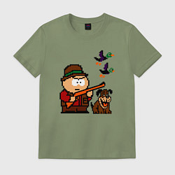 Футболка хлопковая мужская Эрик Картман в игре Duck Hunt, цвет: авокадо