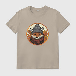 Футболка хлопковая мужская Осенний лис, цвет: миндальный