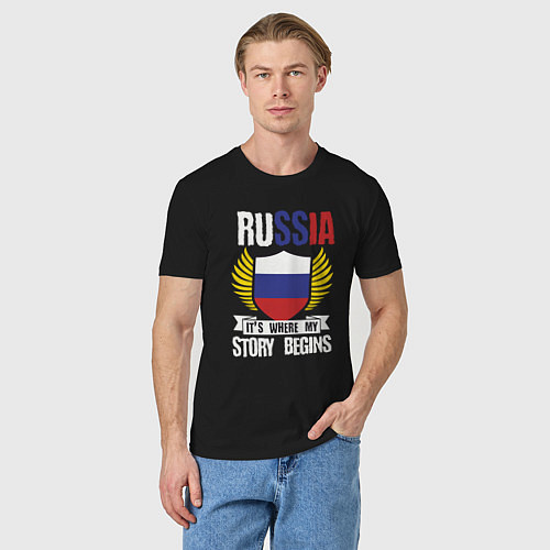 Мужская футболка Россия - здесь начинается моя история / Черный – фото 3