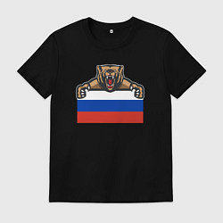Футболка хлопковая мужская Russian bear, цвет: черный