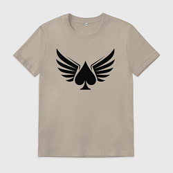 Футболка хлопковая мужская Крылатые пики, цвет: миндальный