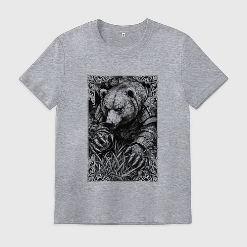 Мужская футболка Атакующий мишка / Меланж – фото 1