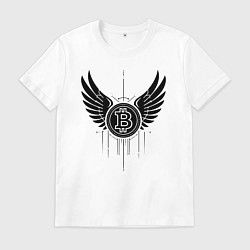 Футболка хлопковая мужская Крылья биткоина, цвет: белый