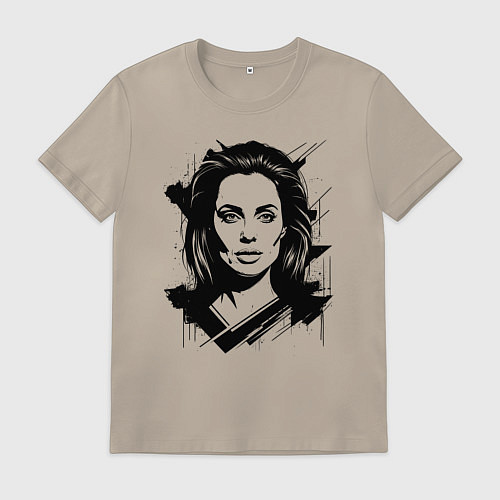 Мужская футболка Анджелина Джоли в стиле стрит-арт / Миндальный – фото 1