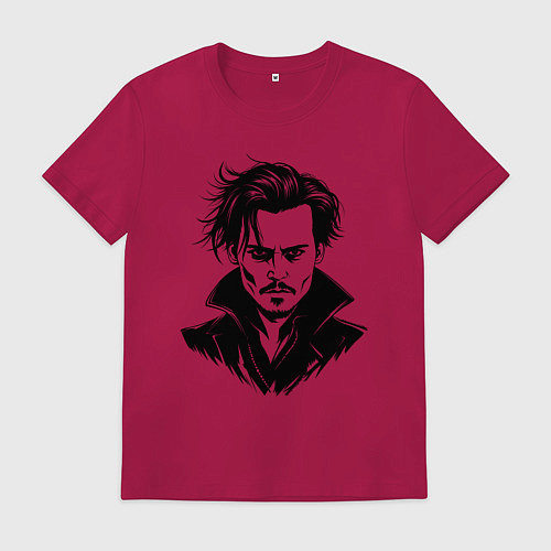 Мужская футболка Аниме портрет Джонни Деппа / Маджента – фото 1