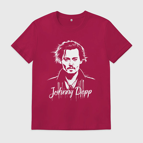 Мужская футболка Джонни Депп белой краской / Маджента – фото 1