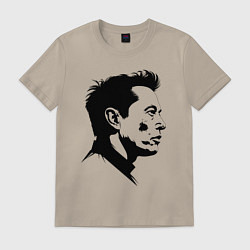 Футболка хлопковая мужская Илон Маск в профиль, цвет: миндальный