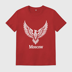 Футболка хлопковая мужская Москва белый орел, цвет: красный