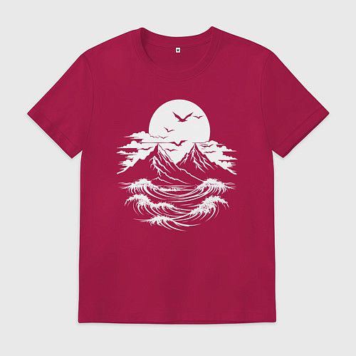 Мужская футболка Сахалинский бурный пейзаж / Маджента – фото 1