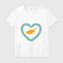 Футболка хлопковая мужская Кипр в сердце, цвет: белый