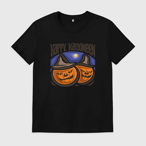 Мужская футболка Happy halloween pumpkin / Черный – фото 1