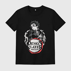 Футболка хлопковая мужская Тандзиро кун, цвет: черный