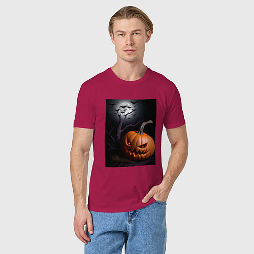Мужская футболка Тыква хэллоуин / Маджента – фото 3