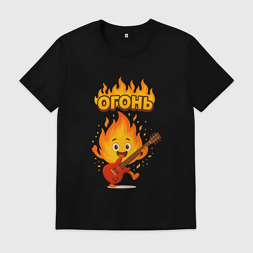 Мужская футболка Огонь с гитарой / Черный – фото 1