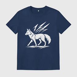 Футболка хлопковая мужская Лисица с молниями, цвет: тёмно-синий