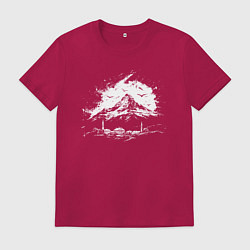 Футболка хлопковая мужская Гора и минареты, цвет: маджента