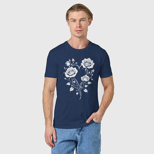 Мужская футболка Сердце из роз / Тёмно-синий – фото 3