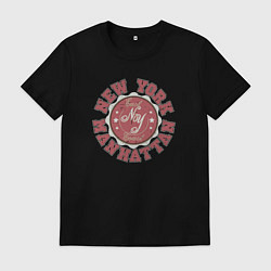 Футболка хлопковая мужская New York - Manhattan, цвет: черный