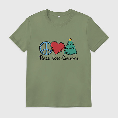 Мужская футболка Мир, любовь, Рождество / Авокадо – фото 1