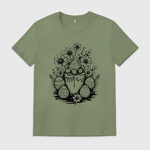 Мужская футболка Пасхальный букет с яйцами / Авокадо – фото 1