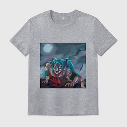 Футболка хлопковая мужская Halloween Miku zombie, цвет: меланж