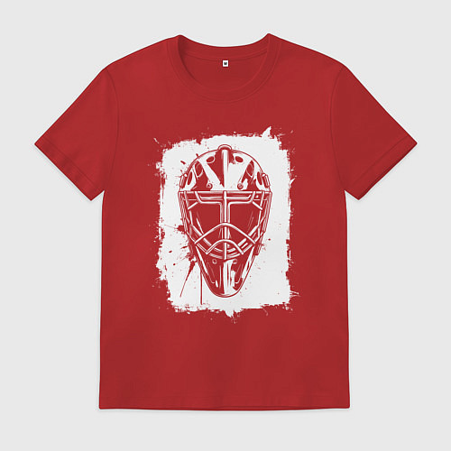 Мужская футболка Вратарская маска в белом квадрате / Красный – фото 1