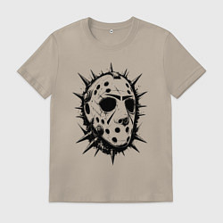Футболка хлопковая мужская Шипастая хоккейная маска, цвет: миндальный