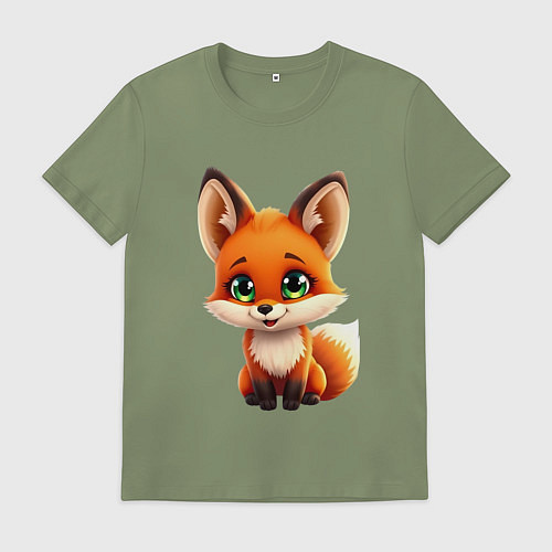 Мужская футболка Пушистая радость: Лисёнок в мультяшном стиле / Авокадо – фото 1