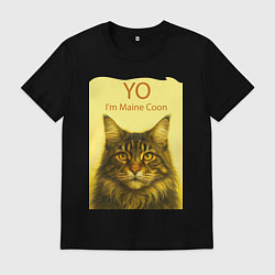 Футболка хлопковая мужская Yo - Im Maine Coon, цвет: черный