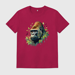 Футболка хлопковая мужская Музыкальная горилла, цвет: маджента