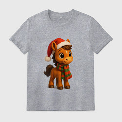 Футболка хлопковая мужская Новогодняя лошадка 2026, цвет: меланж