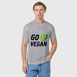 Футболка хлопковая мужская Go vegan, цвет: меланж — фото 2