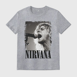 Футболка хлопковая мужская Кобейн поет, цвет: меланж