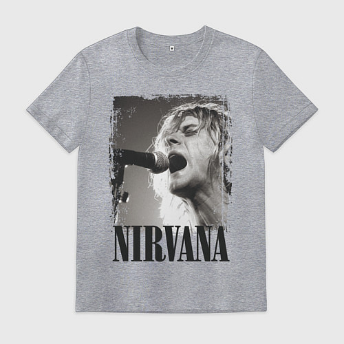 Мужская футболка Кобейн поет / Меланж – фото 1