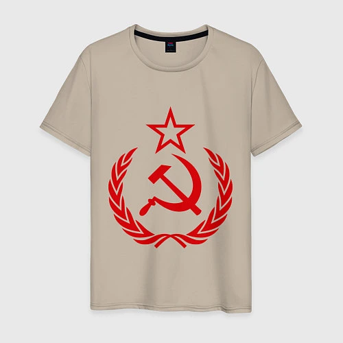 Мужская футболка СССР герб / Миндальный – фото 1