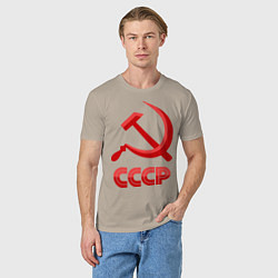 Футболка хлопковая мужская СССР Логотип, цвет: миндальный — фото 2