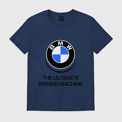 Футболка хлопковая мужская BMW Driving Machine, цвет: тёмно-синий