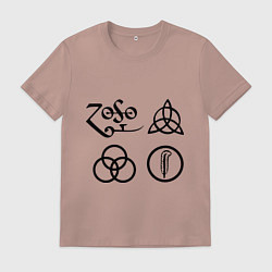 Футболка хлопковая мужская Led Zeppelin: symbols, цвет: пыльно-розовый