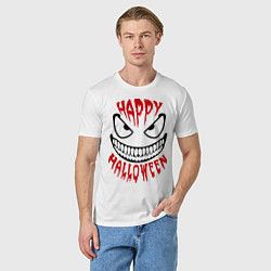 Футболка хлопковая мужская Happy halloween, цвет: белый — фото 2