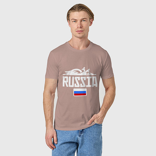 Мужская футболка Russia / Пыльно-розовый – фото 3