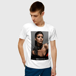 Футболка хлопковая мужская Rihanna: portrait, цвет: белый — фото 2