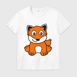 Футболка хлопковая мужская Лисёнок, цвет: белый