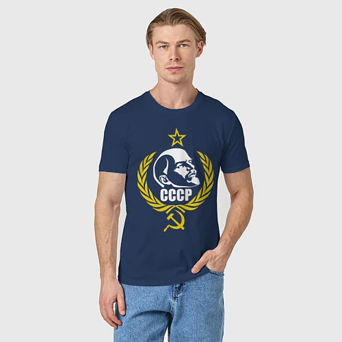 Мужская футболка Вождь СССР / Тёмно-синий – фото 3