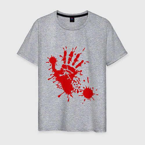 Мужская футболка Кровавый отпечаток руки / Меланж – фото 1