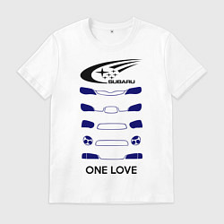Футболка хлопковая мужская One love subaru, цвет: белый