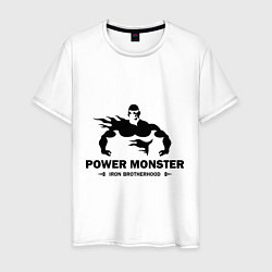 Футболка хлопковая мужская Power Monster, цвет: белый