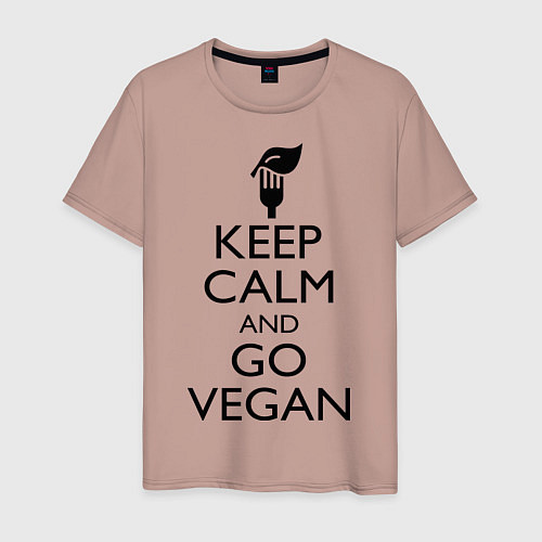 Мужская футболка Keep Calm & Go Vegan / Пыльно-розовый – фото 1