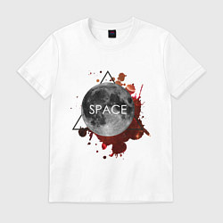 Футболка хлопковая мужская Space Moon, цвет: белый