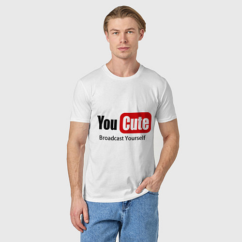 Мужская футболка Youcute broadcast yourself / Белый – фото 3